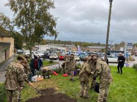 Cadets planting crocus bulbs